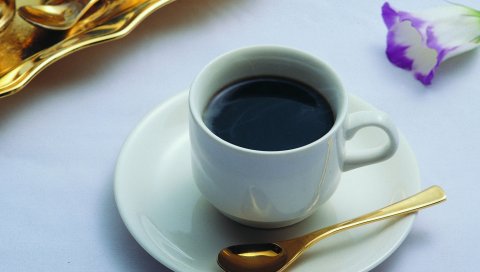 Чай, чашка, блюдце, ложка