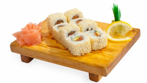 Суши, планшет, белый фон, японская кухня