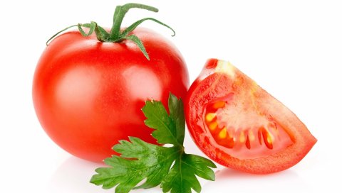 помидор, вырезать, петрушки, на белом фоне