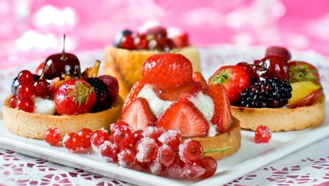 пироги, десерты, торты, сладкая, ягоды, смородина, клубника, малина, ежевика, вишня