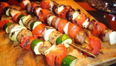 овощи, мясо, шашлык, вкусные