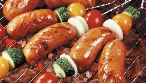 мясо, хот - доги, шашлыки, горячие, овощи, вертела
