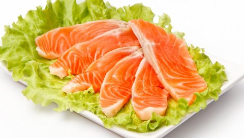 мясо, рыба, кусочки, капусты, кусок, плита,белый фон