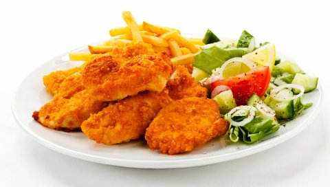 мясо, салат, картофель