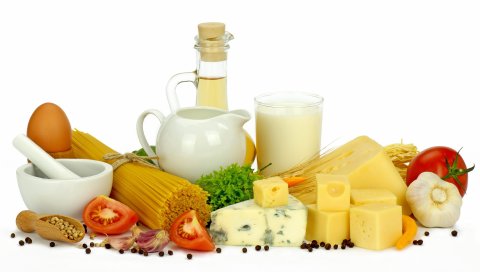 молоко, Oliya, сыр, овощи, состав, белый фон