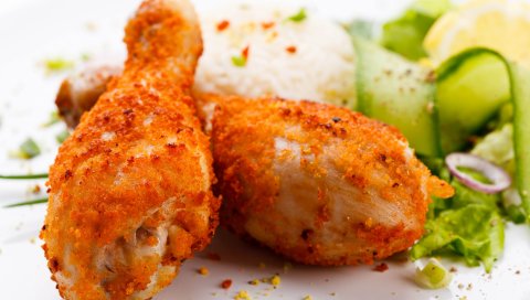 kurkuritsa, ноги, блюдо, рис, овощи, пластины, макро