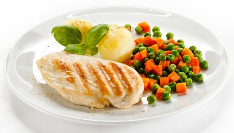 курица, мясо, картофель, горох,