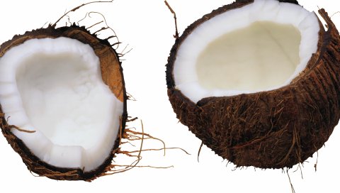 кокос, вырезать, белый фон