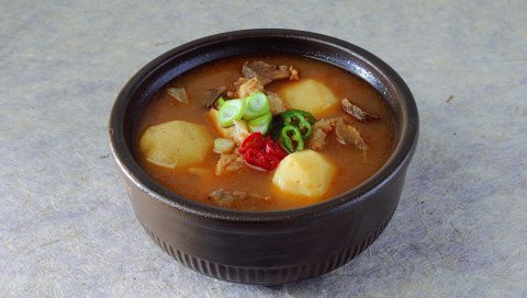 картошка, суп, мясо, зелень