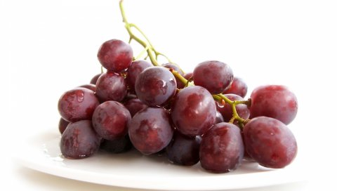 Виноград, гроздь, белый, тарелка