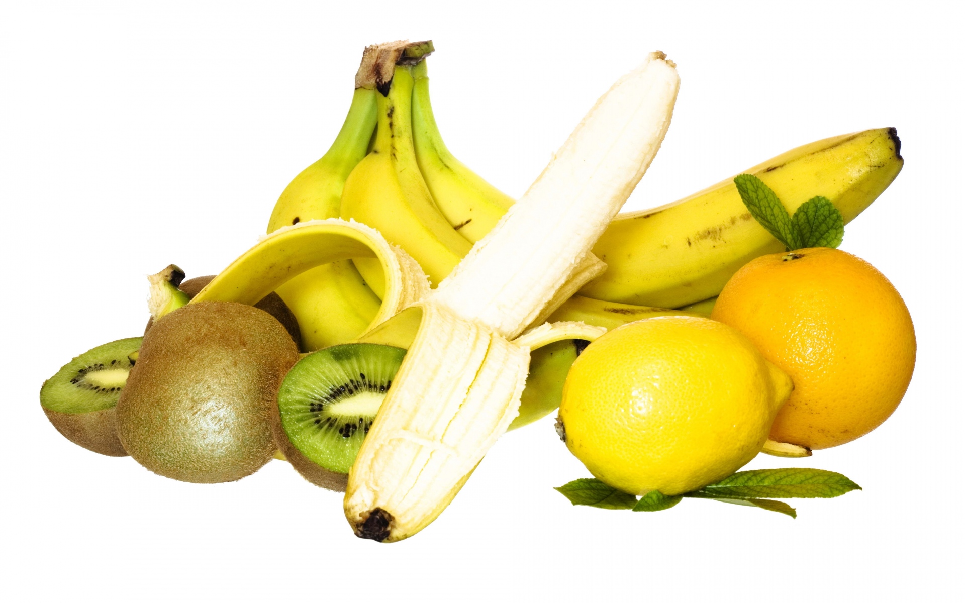 Картинки Банан, белый, киви, лимон фото и обои на рабочий стол