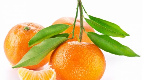 Оранжевый, фрукты, белый фон, лист