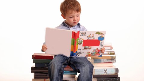 Мальчик, книга, белый, ребенок