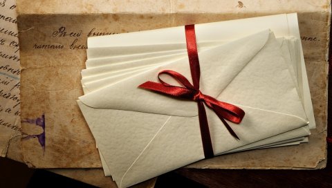 Письма, конверты, лента, чернила, бумага, старые, марочные