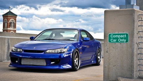 Синий, автомобиль, nissan silvia, красивый, chuck, nissan