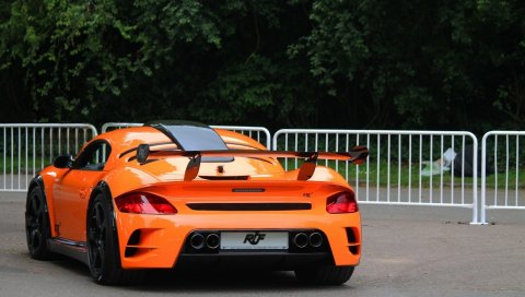 Porsche, ruf, вид сзади, оранжевый