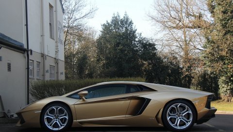 Lamborghini, aventador, профиль, красный, черный, колеса