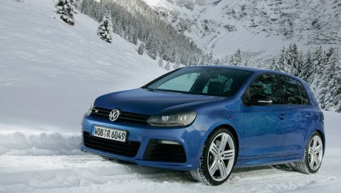 Горы, снег, volkswagen