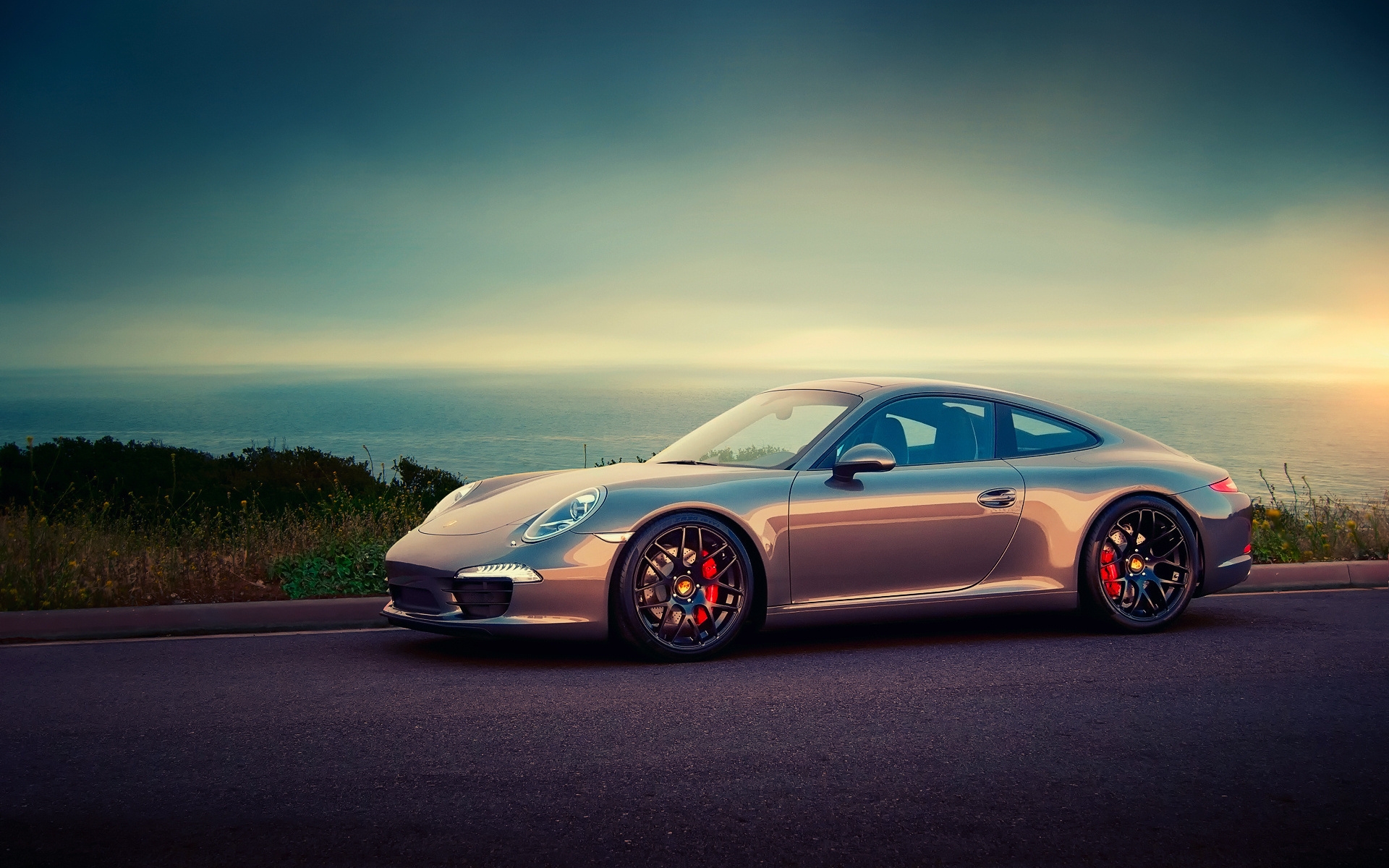 Картинки Porsche, красивый, асфальт, закат, 911 фото и обои на рабочий стол