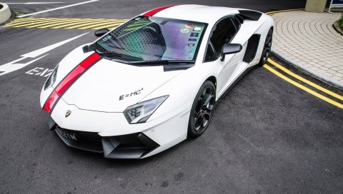 Lamborghini aventador, белый, спортивный автомобиль