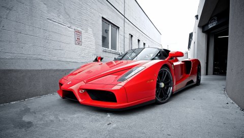Красный, улица, ferrari, ferrari enzo