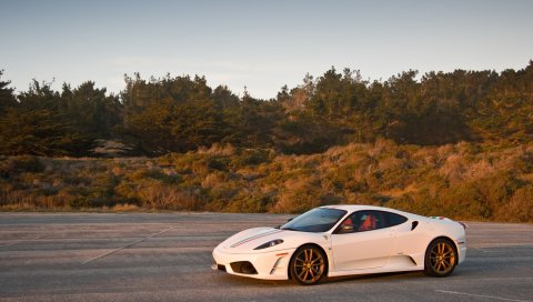 Ferrari, белый, стильный, спортивный автомобиль