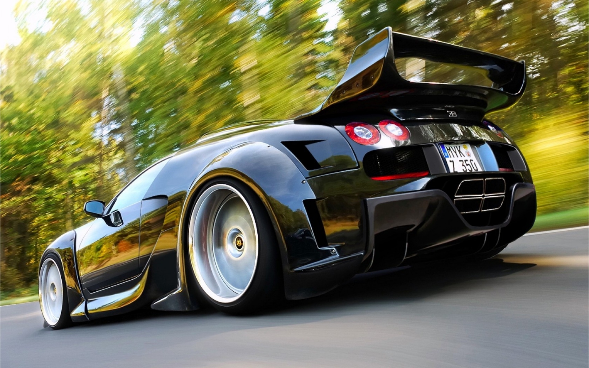 Картинки Bugatti, стиль, черный, дорога, скорость фото и обои на рабочий стол