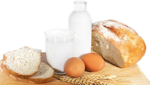 Молоко, хлеб, яйца, пшеница, еда, простая еда,