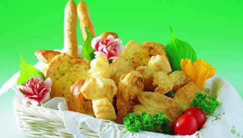 кондитерские изделия, хлеб, композиция