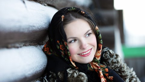 красивые, классические, русский, зима, шарф