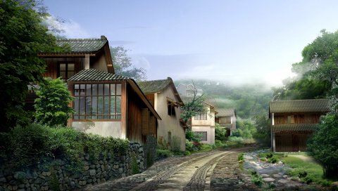 Китай, город, природа, здания