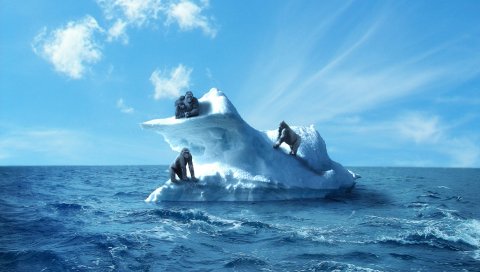 горилла, айсберг, море, небо
