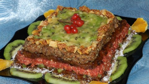 Торт, фрукты, киви, апельсин
