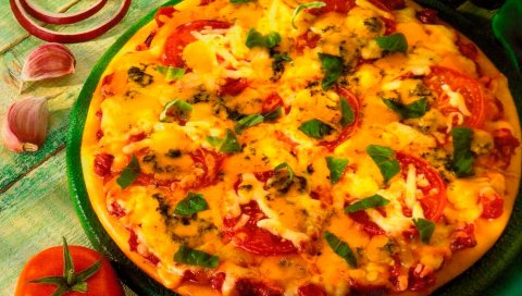 Пицца, овощи, вкусная, итальянская кухня
