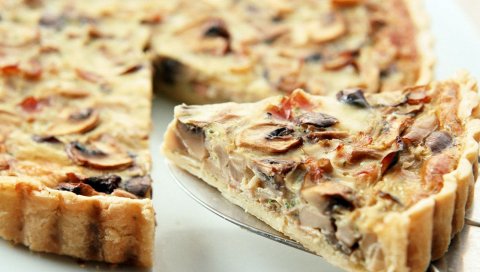 Пицца, грибы, овощи, вкусные, кусочки