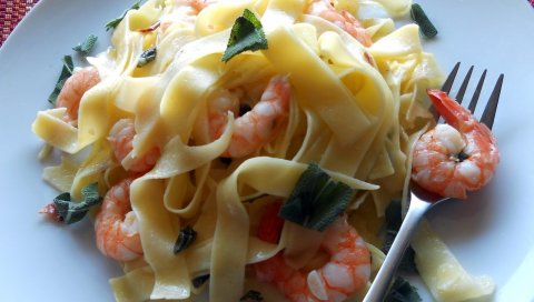 Креветки, лапша, вкусные