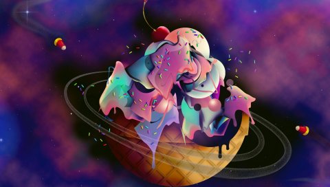 Мороженое, ягоды, абстракция