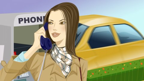Девушка, телефон, говорить, улица
