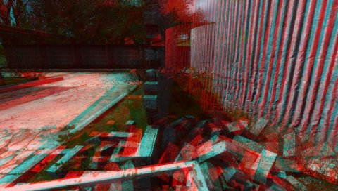 Стена, 3d, анаглиф, графика, красный
