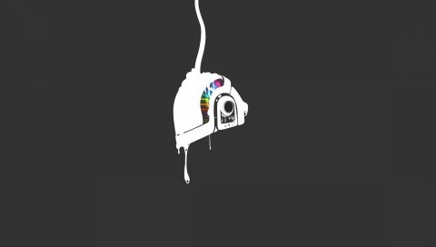 Минимализм, daft панк, шляпа, черный фон, цвет