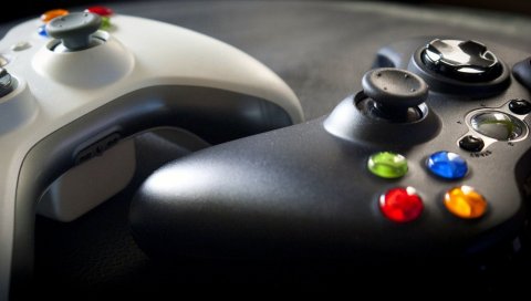 Xbox 360, черный, белый, кнопки управления , макро