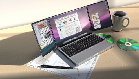 яблоко, MacBook,Концепция, дизайн, стол, чашка, диск