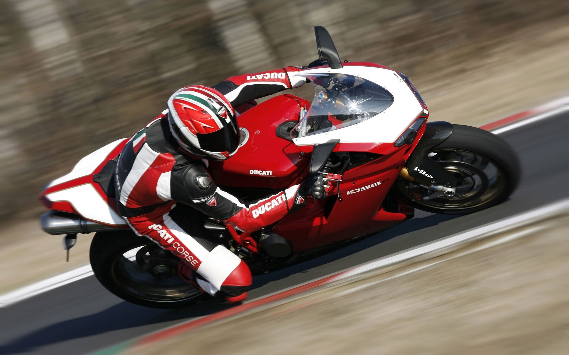 Картинки Дукати, красный, мотоцикл, Ducati 1098, движение фото и обои на рабочий стол