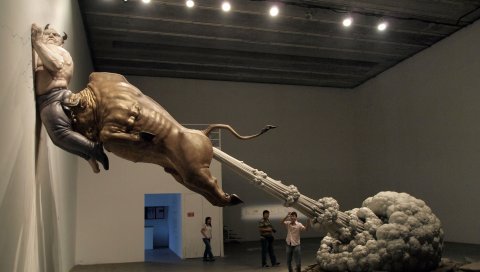 быка, большой, статуя