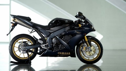 Yamaha YZF-R1, черные, Ямаха, мотоцикл, отражение