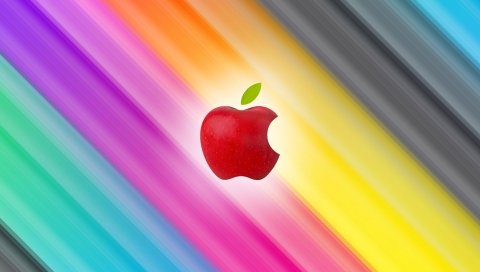 Apple, Mac, разноцветный, линия
