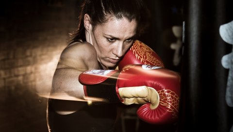 спорт, бокс, девушка, тренировки