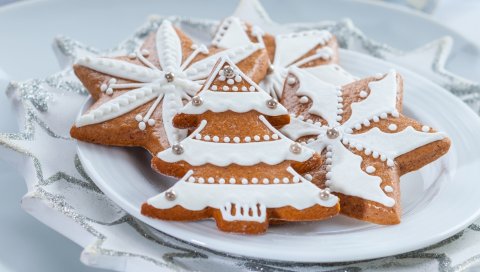 рождество, печенье, лечит, миски