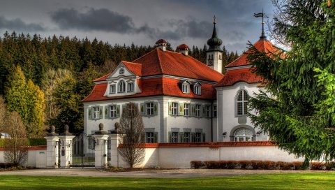 германии, Leutkirch, город, здание, дом, забор,лес