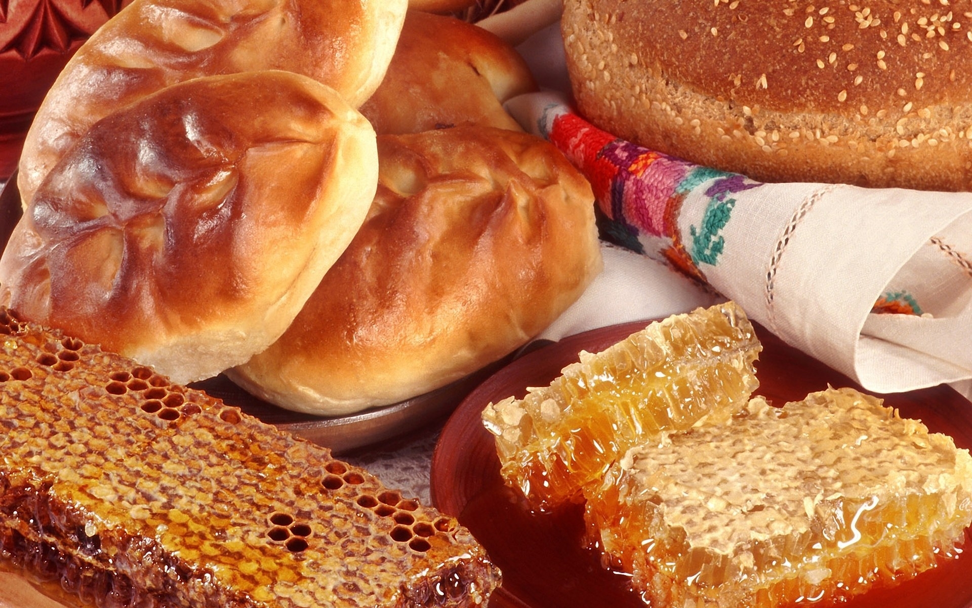 Картинки Хлеб, печенье, мед, соты фото и обои на рабочий стол